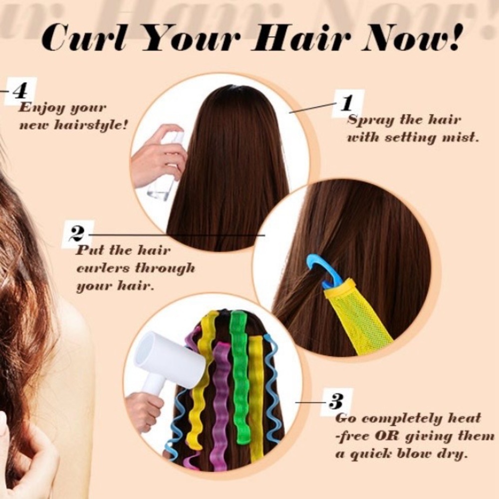 Spiral No Heat Heatless Hair Wave Curlers Kit - 28 count - Picture 6 of 6